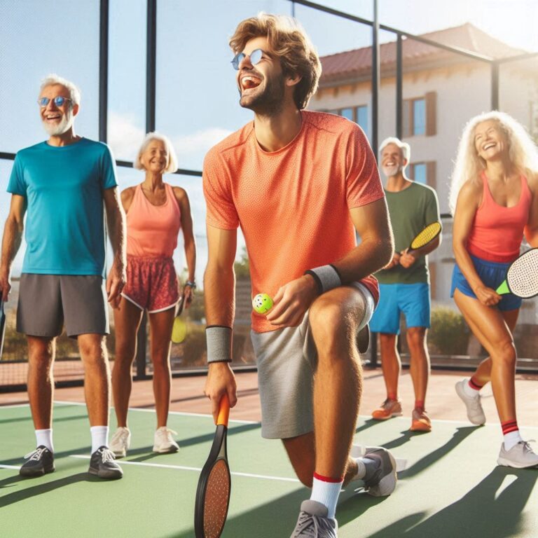 a man learning to perfect his dink shot in pickleball