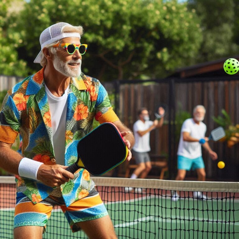 a man playing pickleball in windy conditions