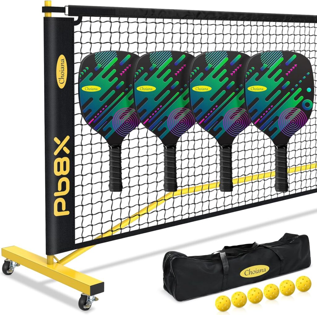 Pickleball Net Pickleball Set with Net 4 Paddles Outdoor Driveway Pickle Ball Nets