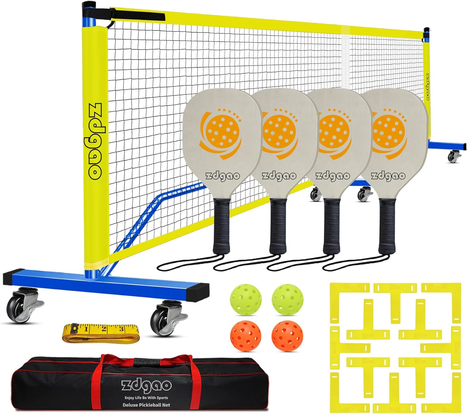 Zdgao Pickleball Set with Net and Paddles for Driveway