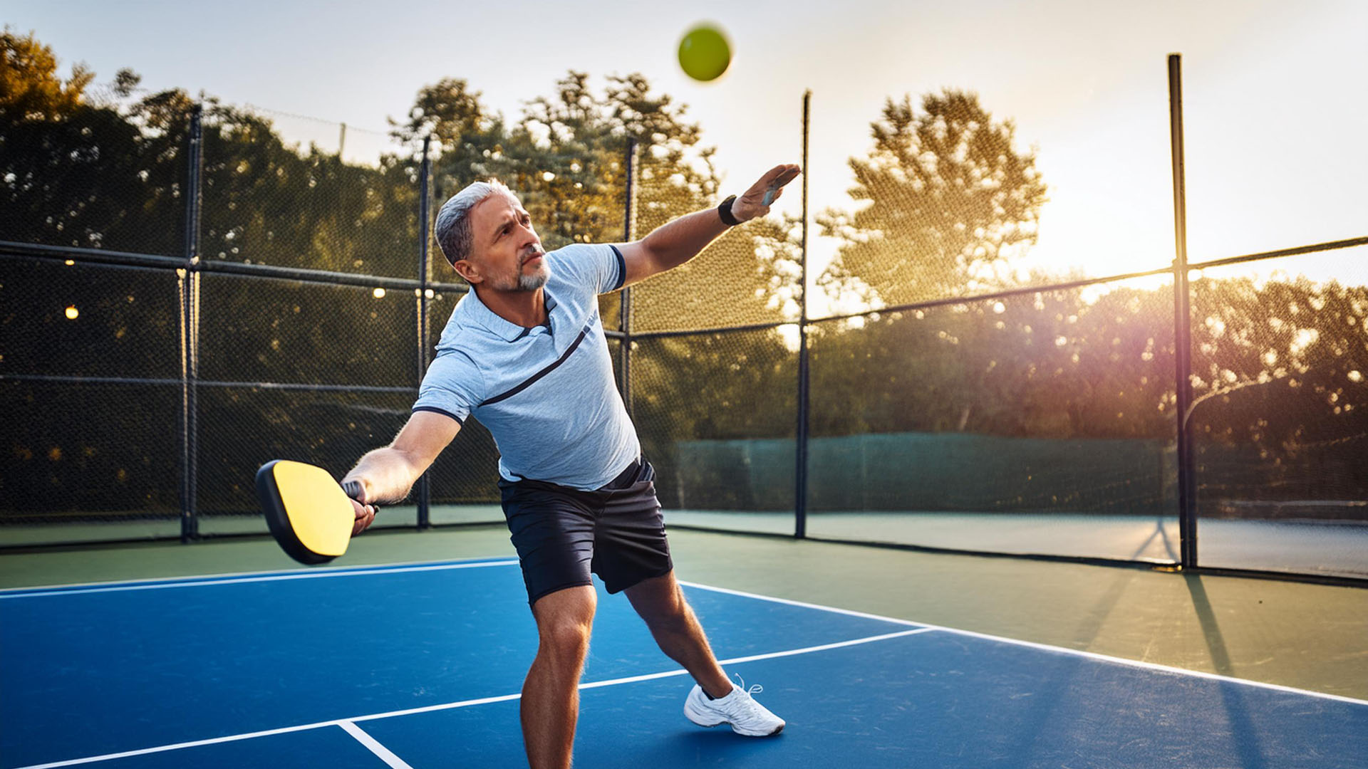 a pickleball serve on during a game on an outside court