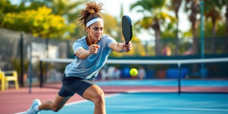 Pickleball player stretching on the court, enhancing performance.