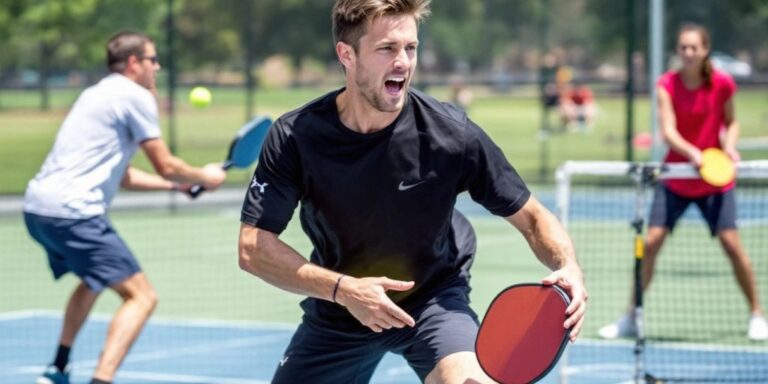 Players engaging in pickleball, focusing on injury prevention techniques.