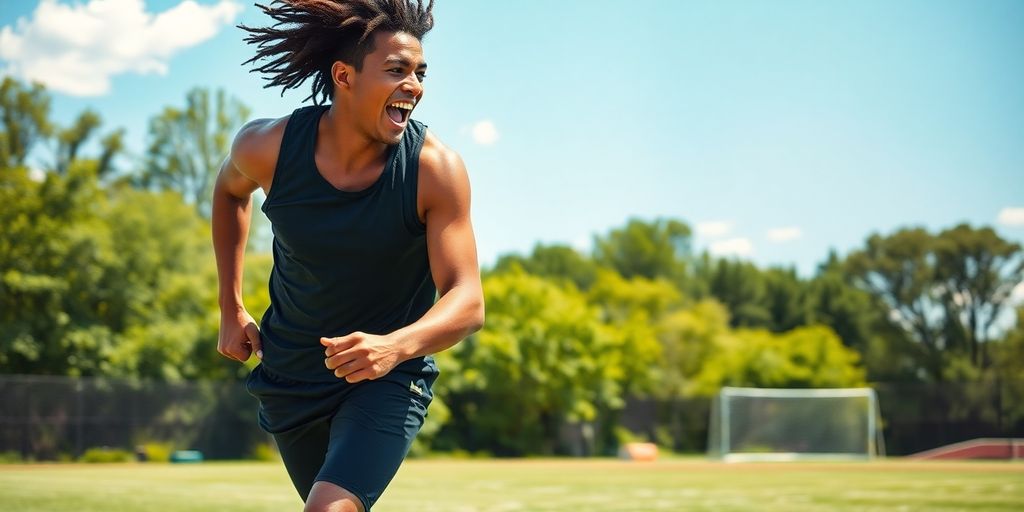 Athlete in action during a vibrant outdoor sports event.