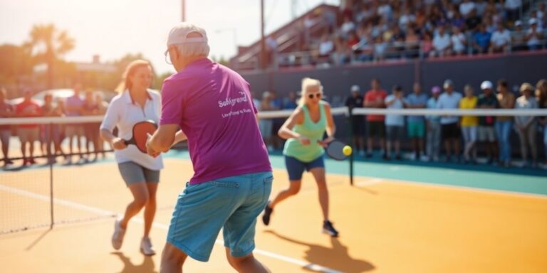 Two players fiercely competing in an intense pickleball match.