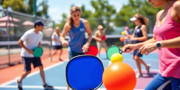 Players competing in a thrilling game of pickleball.