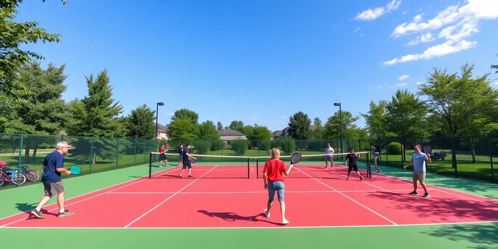 Pickleball court in Indianapolis with players enjoying the game.