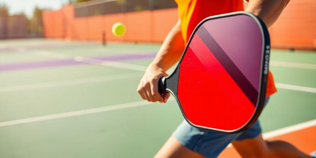 Player using a carbon pickleball paddle in action.