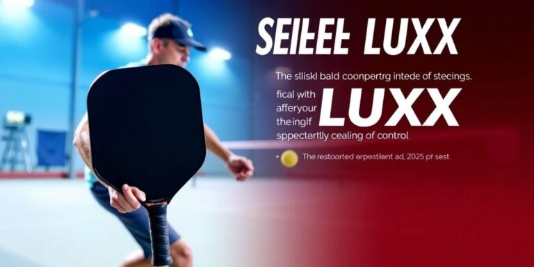 Player using Selkirk LUXX paddle on pickleball court.