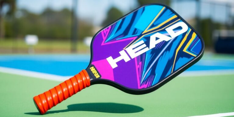 HEAD Radical Pickleball Paddle on a blurred court background.