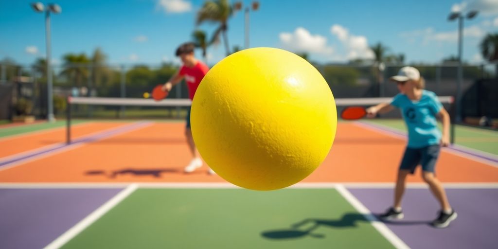 Players in action during a pickleball doubles match.