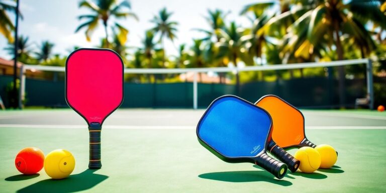 Tommy Bahama pickleball set on a sunny court.