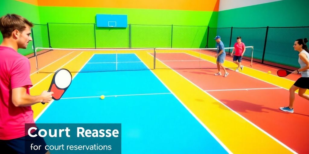 Players enjoying a game of pickleball on a court.