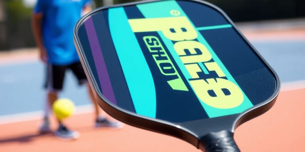 Ronbus Pickleball Paddle on a blurred outdoor court.