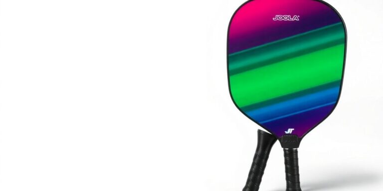 JOOLA Hyperion 16mm pickleball paddle on a court background.