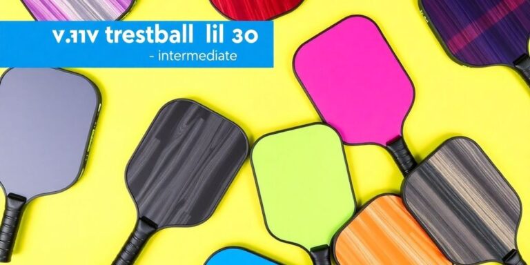 Variety of colorful pickleball paddles for intermediate players.
