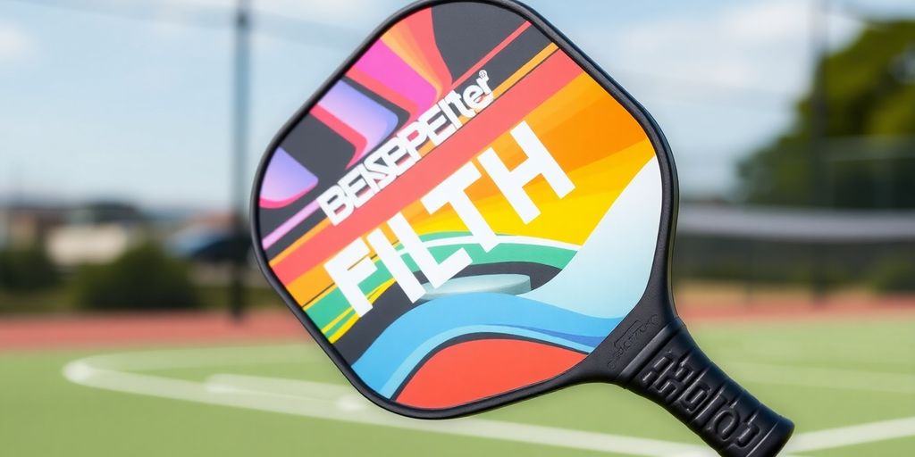 Close-up of Bread & Butter Filth pickleball paddle.